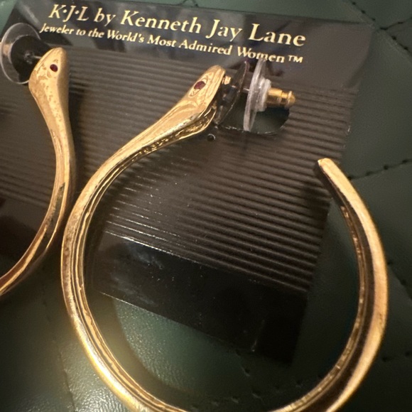 Large Gold Serpent Hoop Earrings - Picture 2 of 3